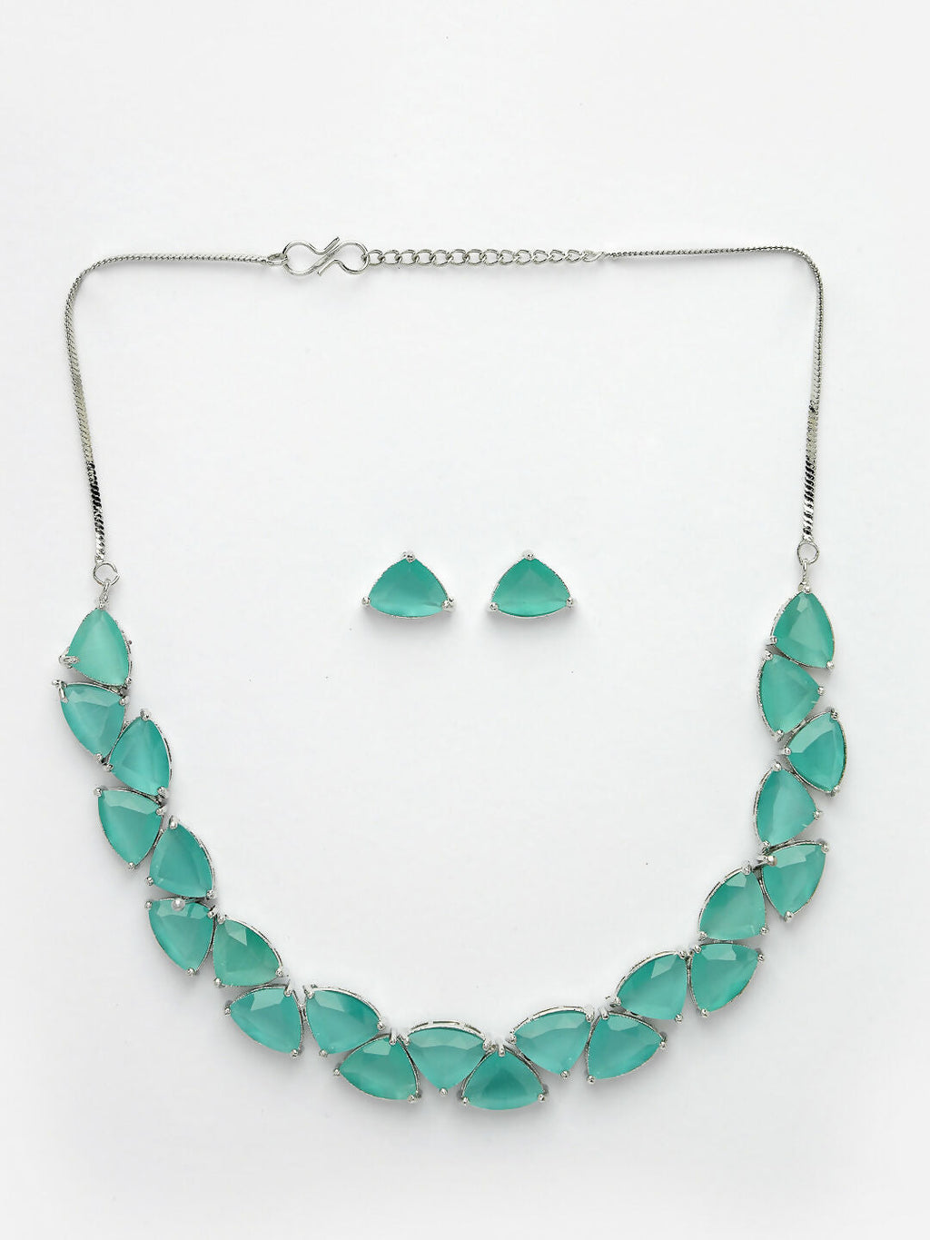 NVR Women's Green Artificial Stones Studded Handcrafted Jewellery Set