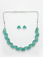 NVR Women's Green Artificial Stones Studded Handcrafted Jewellery Set