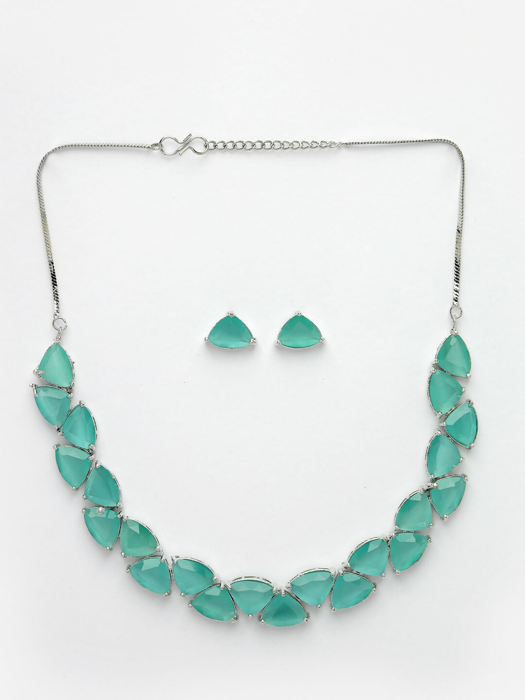 NVR Women's Green Artificial Stones Studded Handcrafted Jewellery Set