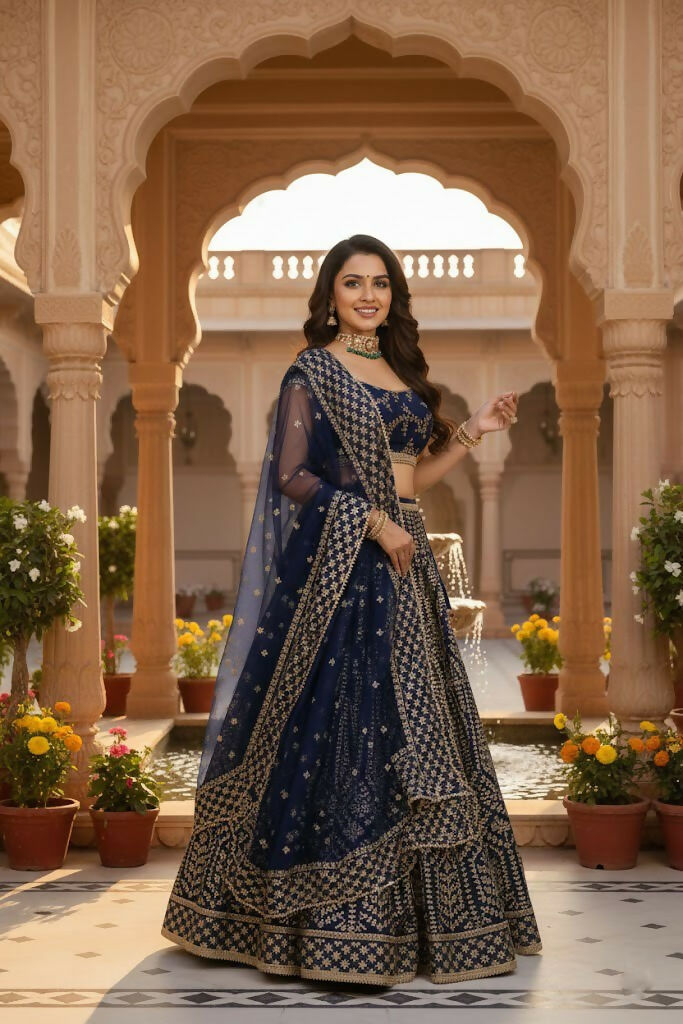 Lehenga Mart Designer Indian Wedding Lehenga Choli-Blue - Distacart