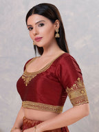 Joban Fashion Women Silk Dark-Maroon Stitched Blouse