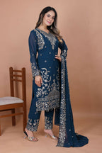 Teeya Creation Blue Faux Georgette Embroidery Work Salwar Suit - Distacart