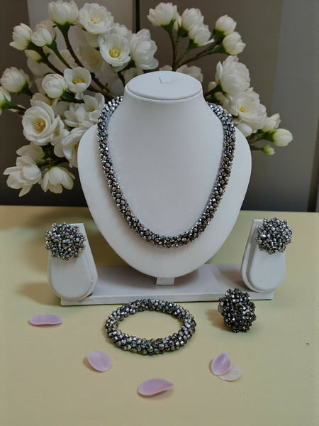 Inhanns Rangshine 4-In-1 Crystal Glam Set - Handmade - Silver