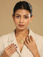 Nuyug 18K Gold-Plated Zircon Studded Minimal Chain Textured Surface Pendant Necklace