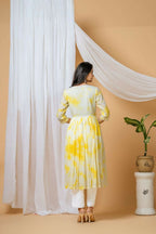 Joban Fashion Yellow Tie & Dye Kurta Pant Set - Distacart