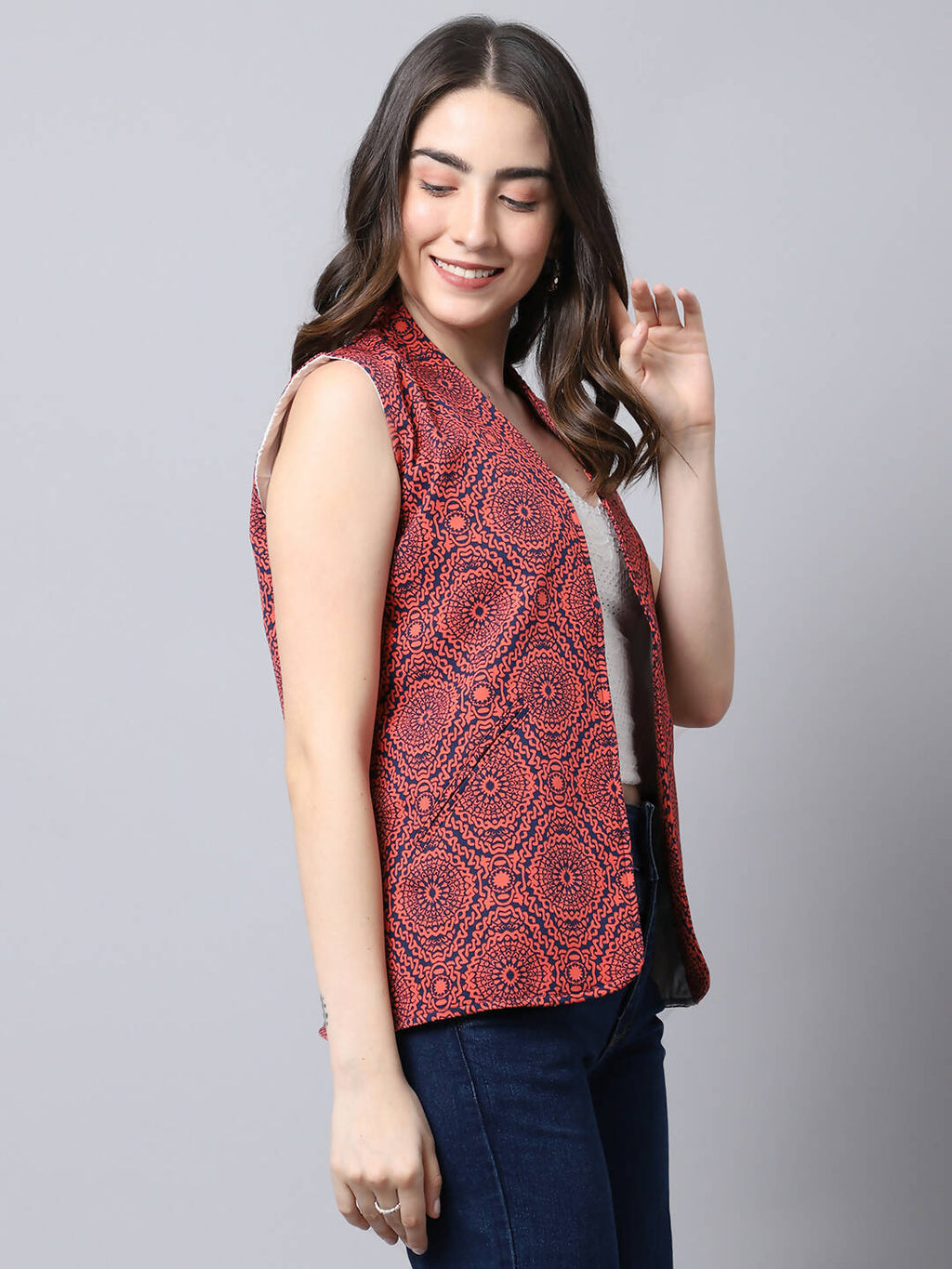 Even Apparels Navy 100% Viscose Rayon Open Front Gillet - Distacart