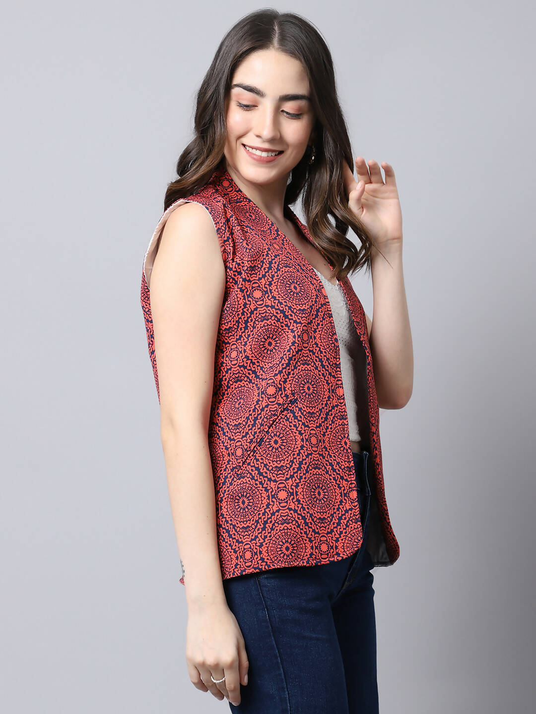 Even Apparels Navy 100% Viscose Rayon Open Front Gillet - Distacart