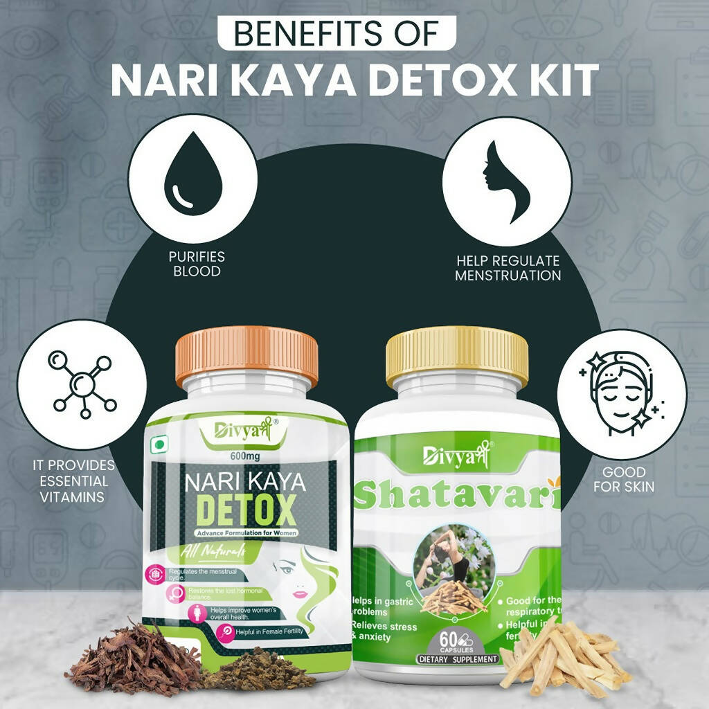 Divya Shree Nari Kaya Detox Capsule and Shatavari Capsule Combo - Distacart