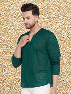 Even Apparels Men's Pure Cotton Green Kurta