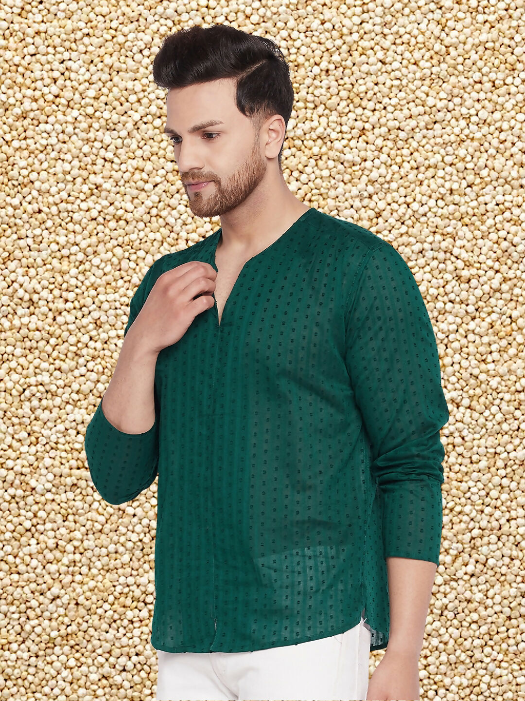 Even Apparels Men's Pure Cotton Green Kurta