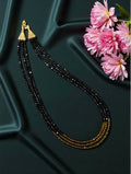 Joban Fashion Women Black Crystal Necklace In 3 Layers, Black And Mustard - Distacart