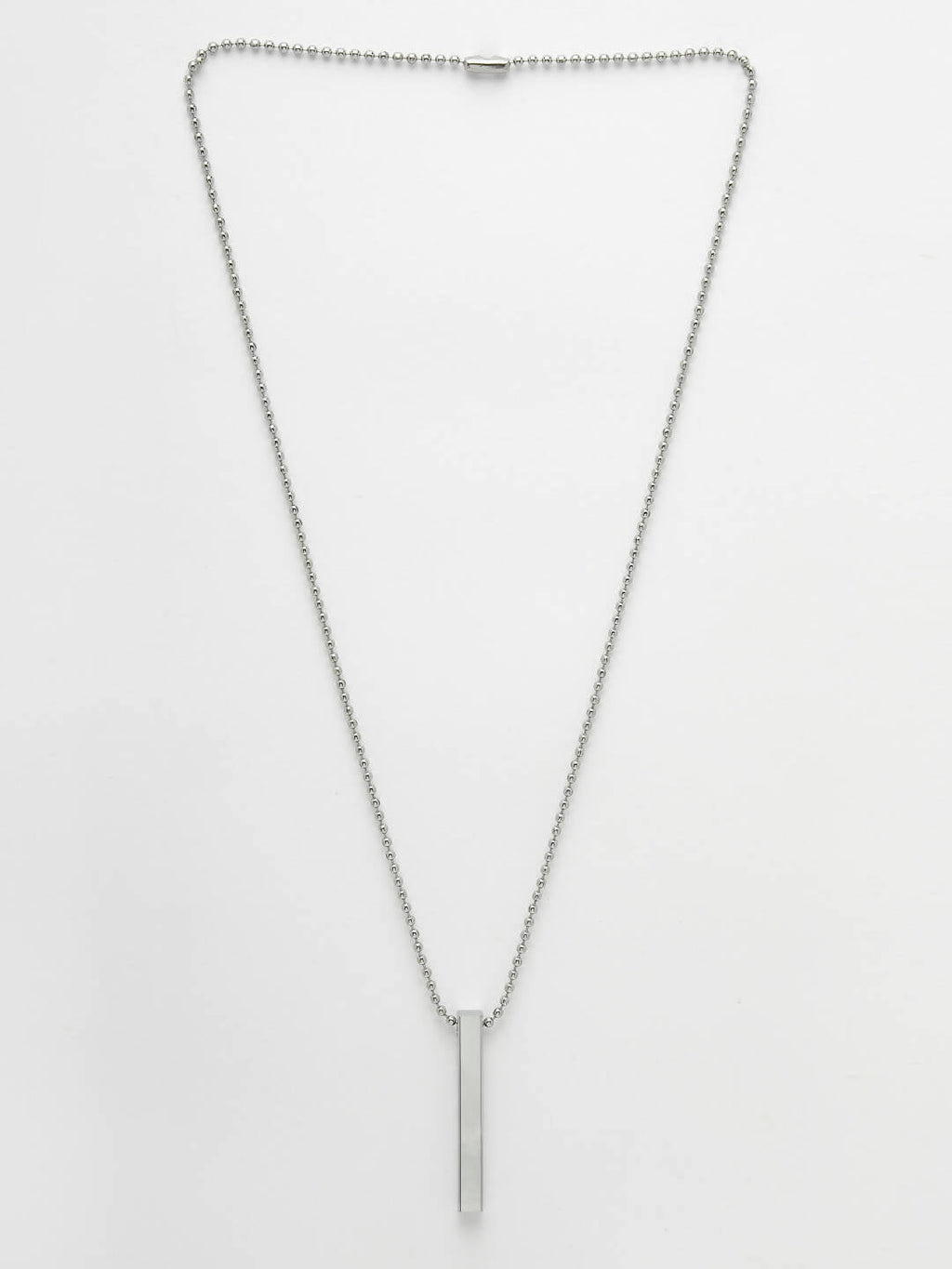 NVR Men's Silver Rhodium Plated Bar Pendant & Chain