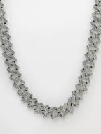 NVR Men Silver-Plated Stainless Steel American Diamond Chain