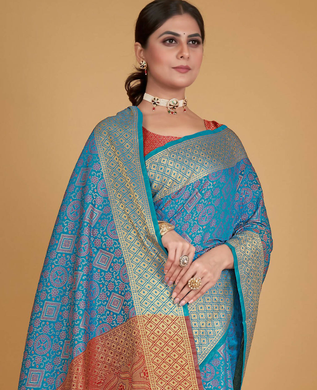 Blue Silk Woven Design Saree With Unstitched Blouse Piece - Akshita