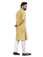 Anaita Yellow Lucknowi Work Silk Straight Kurta