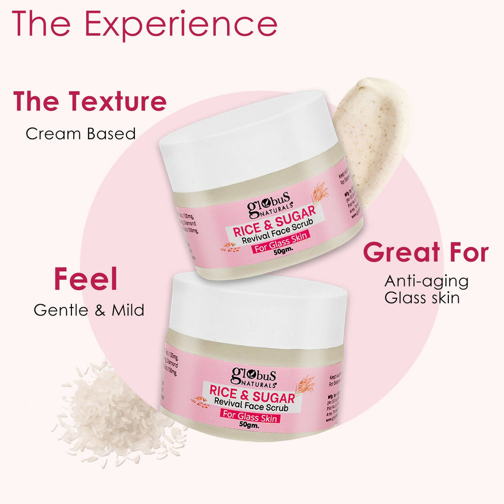 Globus Naturals Rice & Sugar Revival Face Scrub, For Korean Glass Skin - Distacart