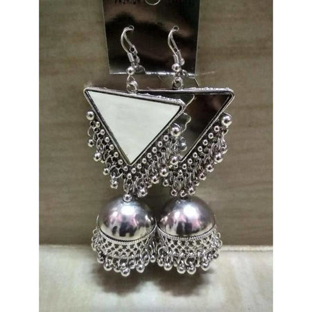 MS Fashion India Latest Fashion Silver Oxidized Mirror Design Jhumka Party wear Earrings