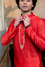 Falling Raw Silk Red Padma Gopala By Hilo Design