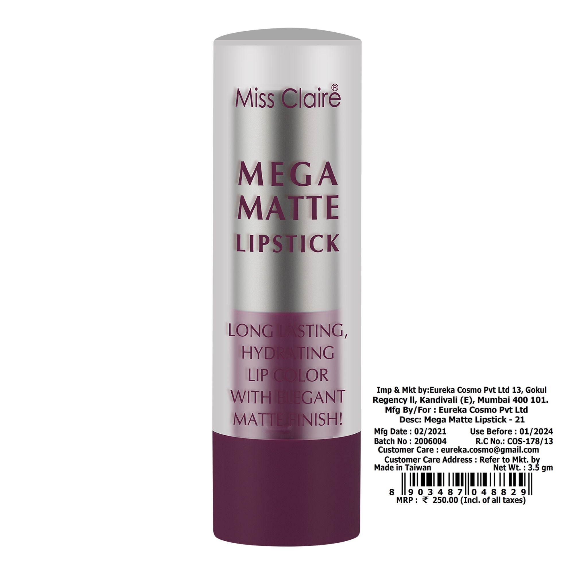 Miss Claire Mega Matte Lipstick - 21 - Distacart