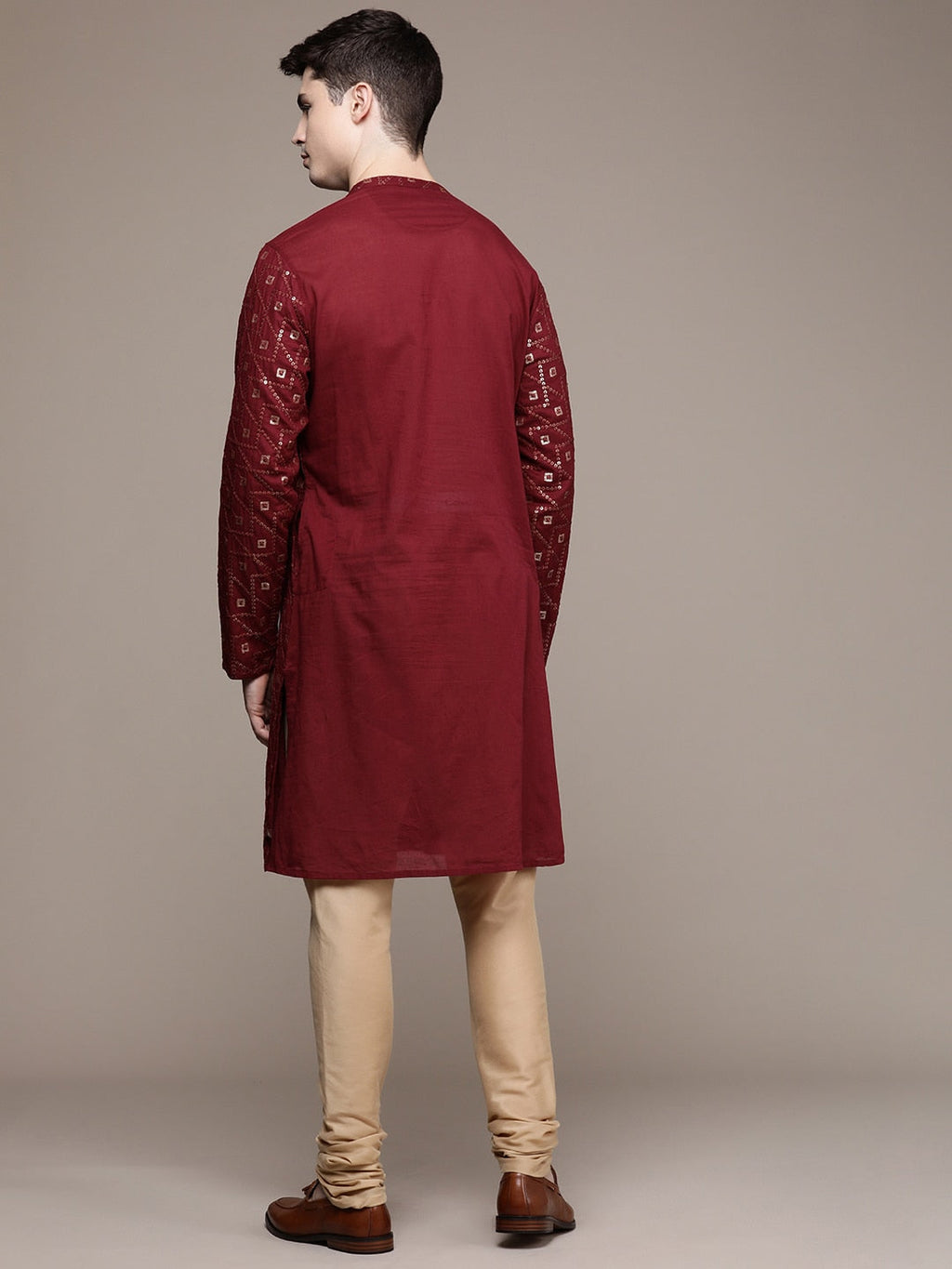House of Pataudi Ethnic Motifs Embroidered Pure Cotton Sequinned Jashn Kurta