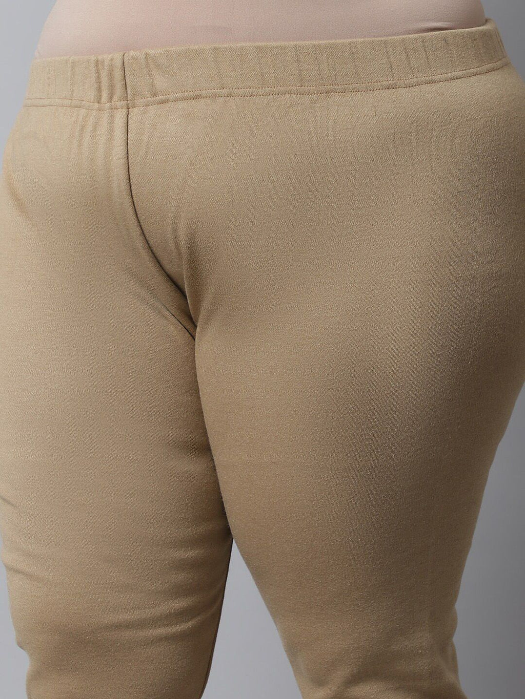 TAG 7 Women Plus size Beige Solid Leggings