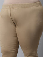 TAG 7 Women Plus size Beige Solid Leggings