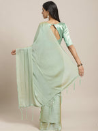 Saree Mall Women Olive Solid Saree - Distacart