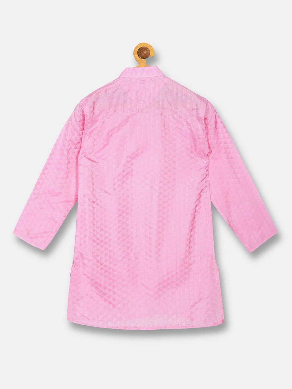 Sethukrishna Boys Pink & White Solid Shirt with Veshti Set