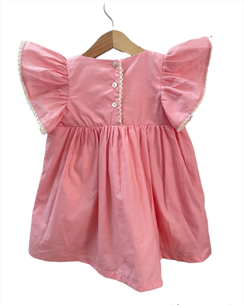 ArthLife Peach Floral Embroidered Dress