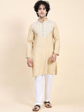 HOUSE OF KARI Ethnic Motifs Yoke Design Mandarin Collar Chikankari Pure Cotton Kurta