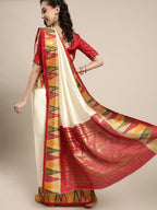 Saree Mall Off White Solid Chanderi Saree - Distacart