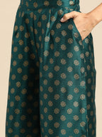 All About You Ethnic Motifs Embroidered Yoke Design Regular Sequinned Kurta with Palazzos