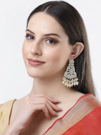 NVR Women Gold-Plated Kundan Drop Earrings - Distacart