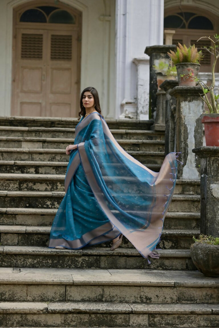 Firozi Kalyani Silk Woven Design Saree - Priyalaxmi
