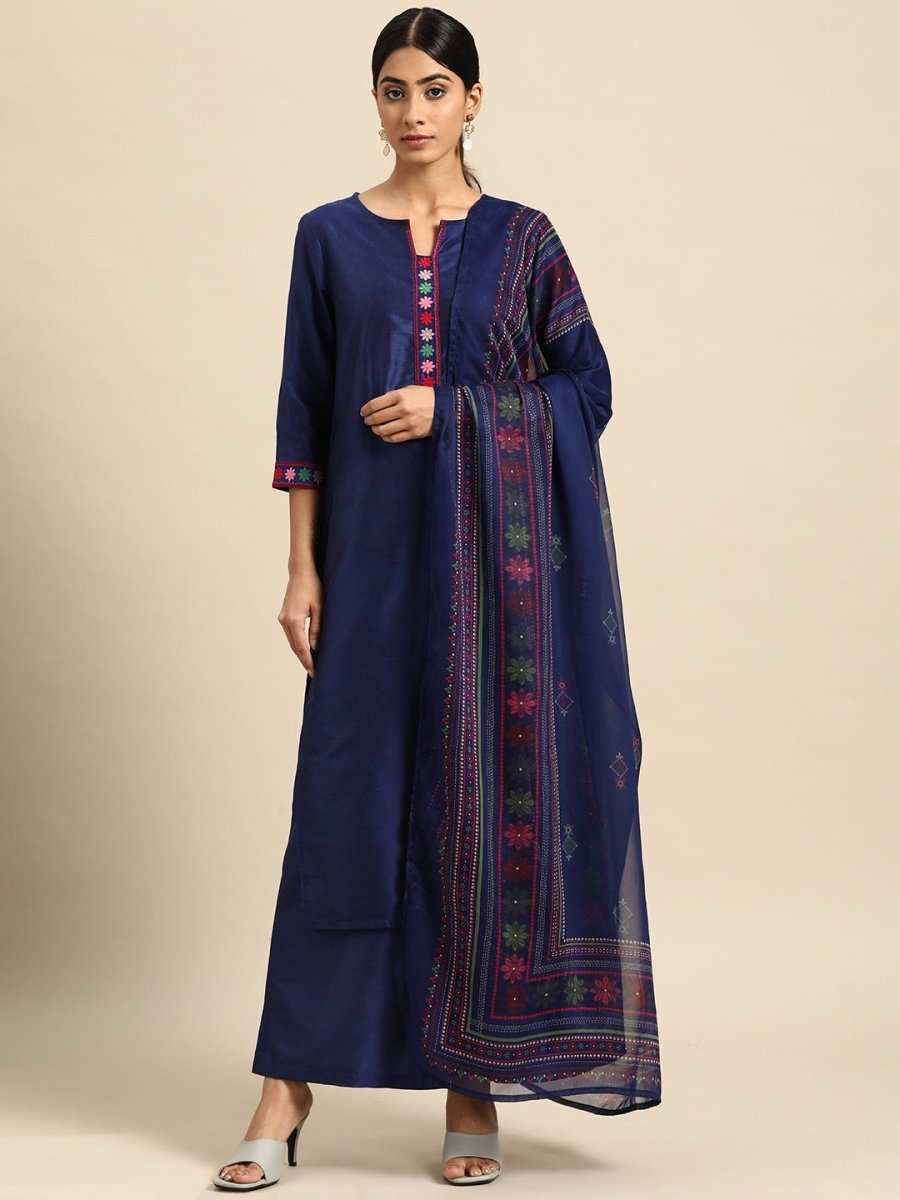 All About You Thread Work Kurta with Palazzos & Dupatta