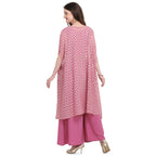 Vamika Crepe Rubber Print Pink Party Wear/Casual Wear/Office Wear Top Plazzo With Shrug