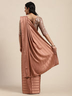 Saree Mall Brown Striped Satin Saree - Distacart