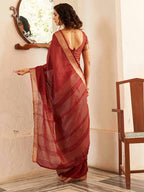 Tikhi Imli Maroon & Gold Toned Zari Woven Design Saree - Distacart