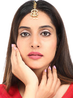 Yellow Chimes Women Gold-Plated White & Red Ad Studded Handcrafted Maang Tikka - Distacart