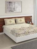DDecor Beige & Grey Ethnic Motifs 180 TC Cotton 1 King Bedsheet with 2 Pillow Covers - Distacart
