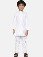Sethukrishna Boys White Pure Cotton Kurta with Churidar