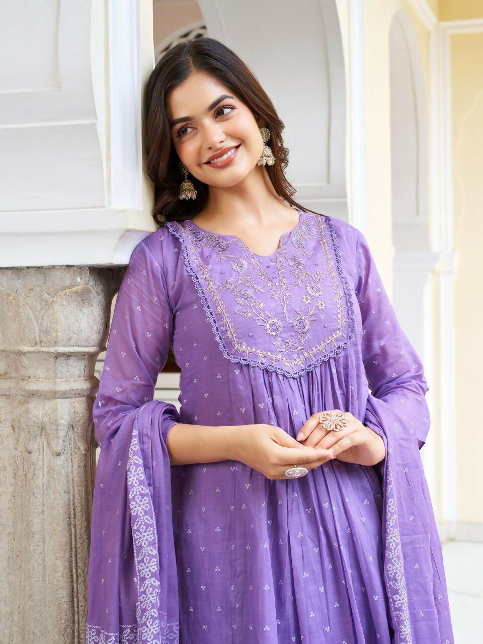 The52 Women's Beautiful Cotton Fabric Embroidery Work Straight Kurta Pant and Dupatta Set - Distacart