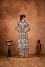 Joban Fashion Black Floral Hand Block Printed Cotton Kurta Pant Set - Distacart
