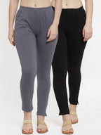 TAG 7 Women Pack of 2 Solid Ankle-Length Leggings