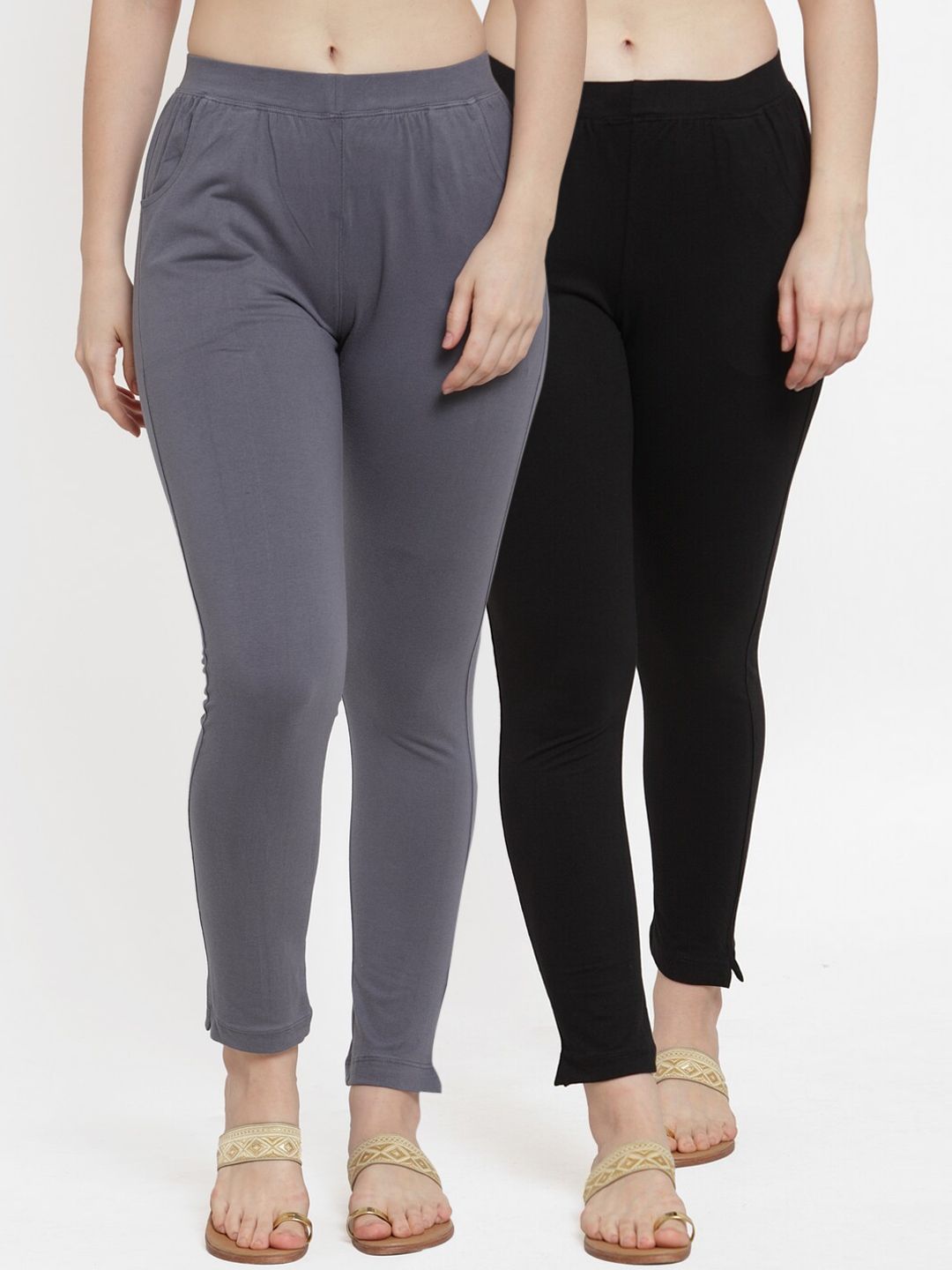 TAG 7 Women Pack of 2 Solid Ankle-Length Leggings