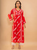 HOUSE OF KARI Cotton Floral Embroidered Chikankari Kurta
