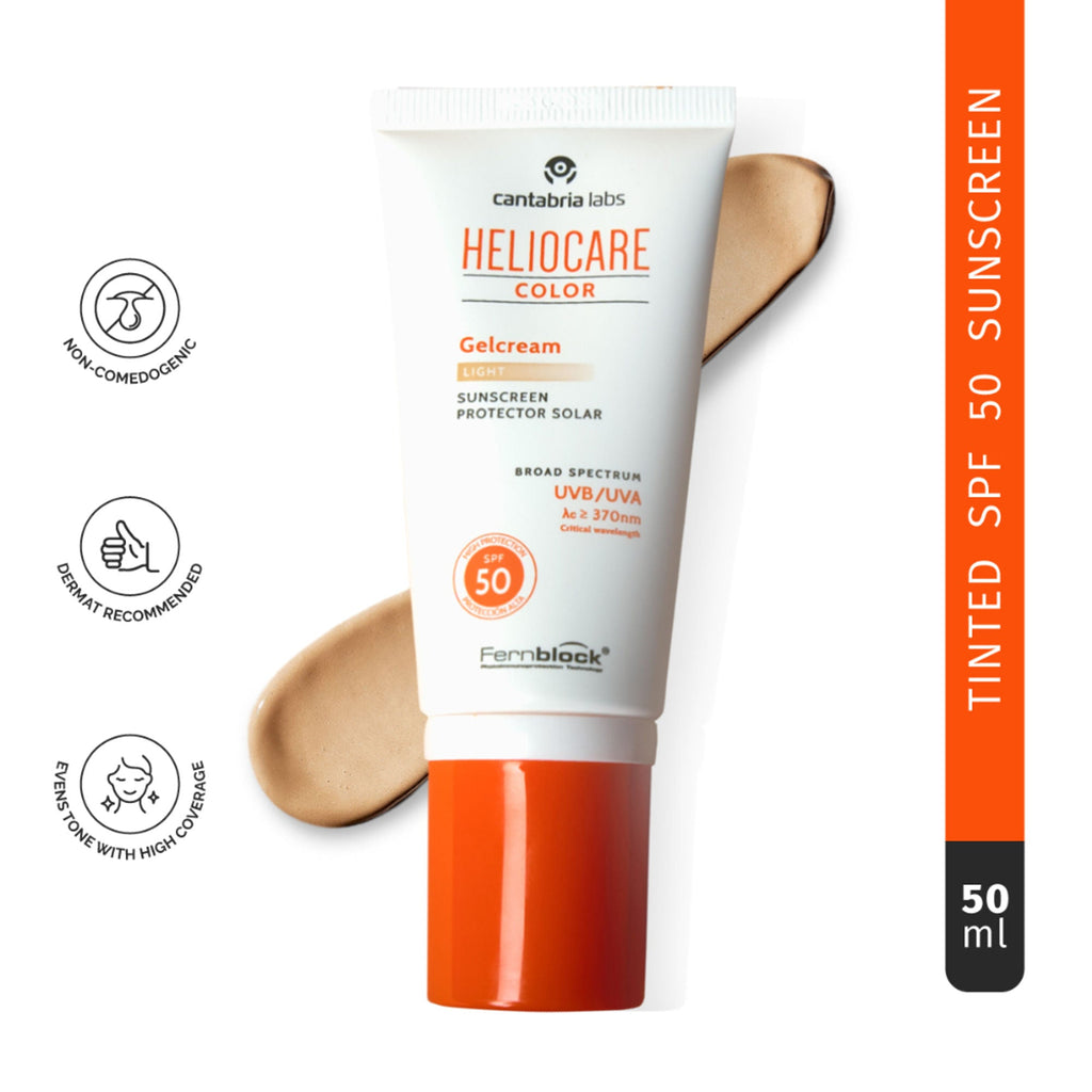 Heliocare Color Gel Cream Tinted Sunscreen SPF 50 Uva & Uvb Protection, No White Cast, Dewy Finish