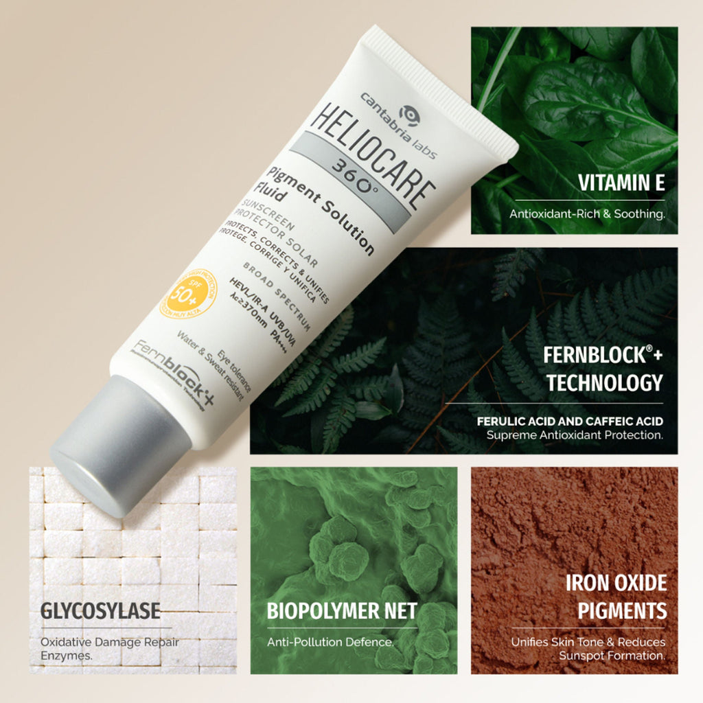 Heliocare 360 Pigment Solution Fluid Sunscreen With Niacinamide SPF 50+ Pa++++ Remove Tan & Brighten - Distacart