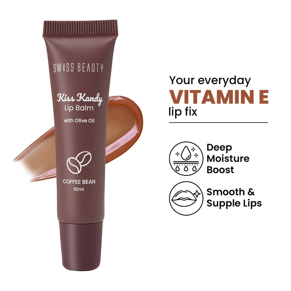 Swiss Beauty Kiss Kandy Tinted Lip Balm | Non-Sticky with Olive Oil & Vitamin E - 06 Coffee Bean