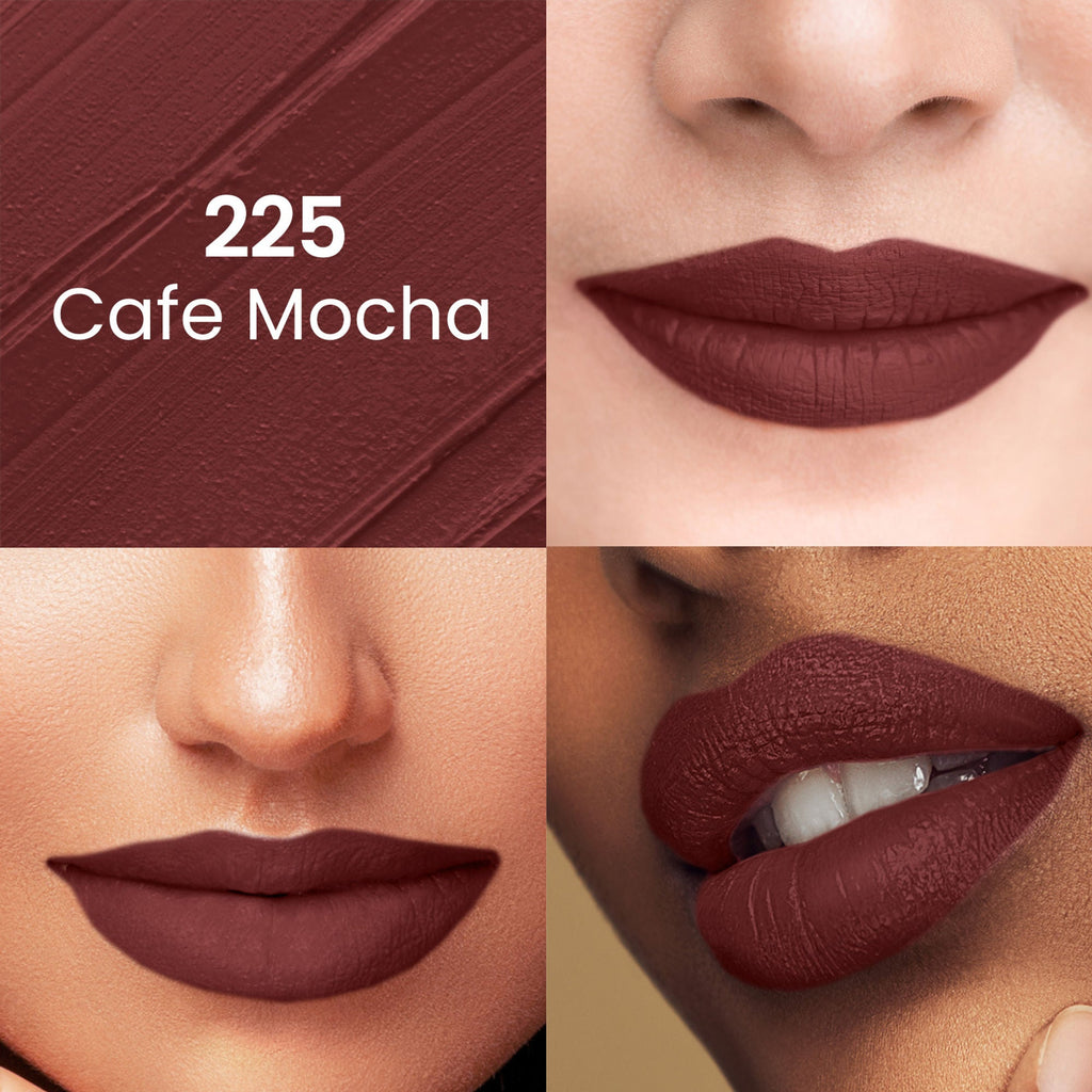 Swiss Beauty Pure Matte Lipstick , Non-Drying, Smooth Glide, Long Lasting - 225 Cafe Mocha - Distacart